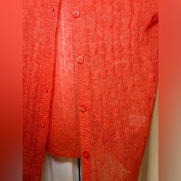 Aerie - Lightweight Women's Orange Open Knit Long Sleeve Cardigan in Size S - Picture 4 of 7